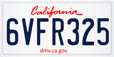 CA license plate 6VFR325
