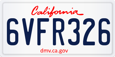 CA license plate 6VFR326