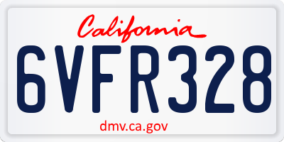 CA license plate 6VFR328
