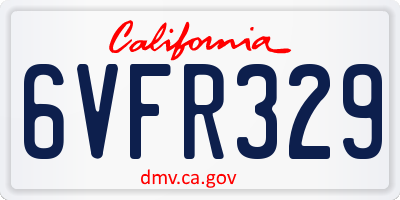 CA license plate 6VFR329