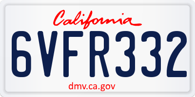 CA license plate 6VFR332