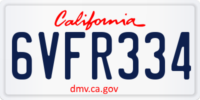 CA license plate 6VFR334