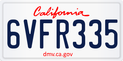 CA license plate 6VFR335