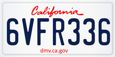CA license plate 6VFR336