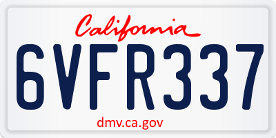 CA license plate 6VFR337