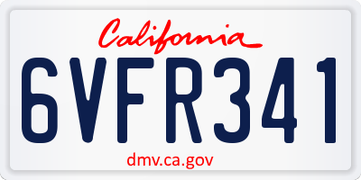 CA license plate 6VFR341
