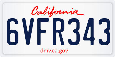 CA license plate 6VFR343