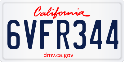 CA license plate 6VFR344