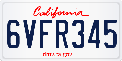 CA license plate 6VFR345