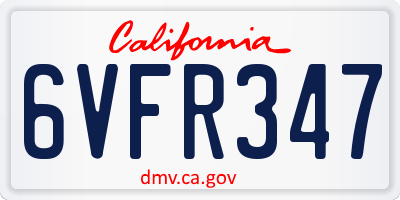 CA license plate 6VFR347
