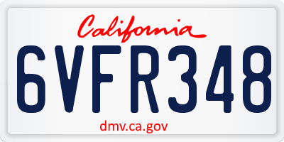 CA license plate 6VFR348