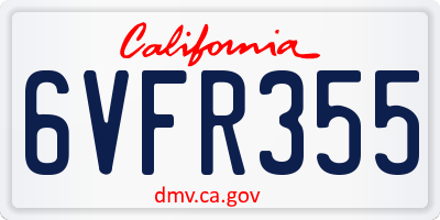 CA license plate 6VFR355