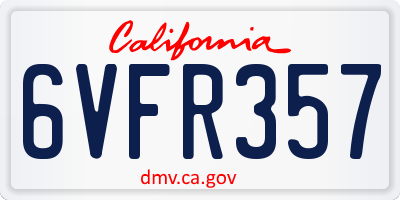 CA license plate 6VFR357