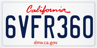 CA license plate 6VFR360