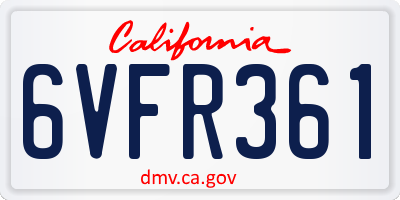 CA license plate 6VFR361