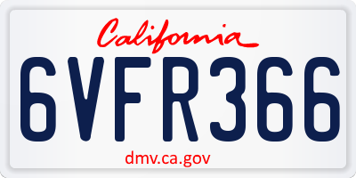 CA license plate 6VFR366