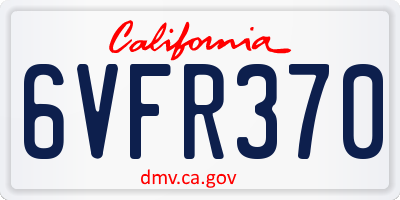 CA license plate 6VFR370
