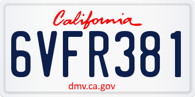 CA license plate 6VFR381