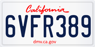 CA license plate 6VFR389