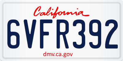 CA license plate 6VFR392