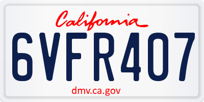 CA license plate 6VFR407