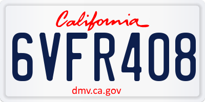 CA license plate 6VFR408