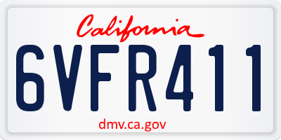 CA license plate 6VFR411
