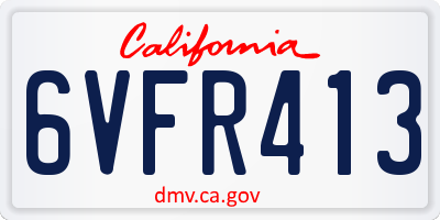 CA license plate 6VFR413