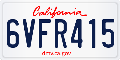 CA license plate 6VFR415