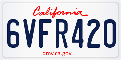 CA license plate 6VFR420
