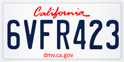 CA license plate 6VFR423