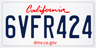 CA license plate 6VFR424