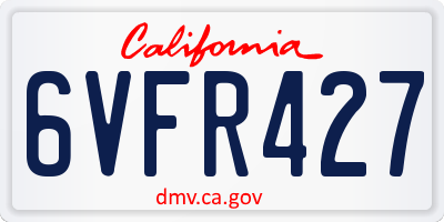 CA license plate 6VFR427
