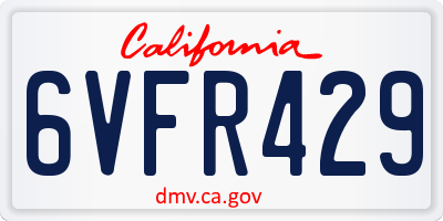 CA license plate 6VFR429