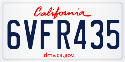 CA license plate 6VFR435