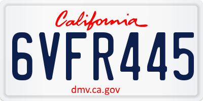CA license plate 6VFR445