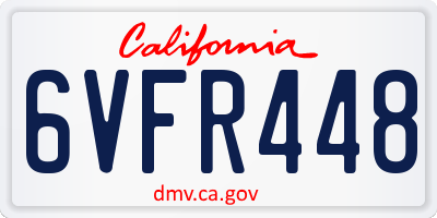 CA license plate 6VFR448
