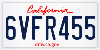 CA license plate 6VFR455