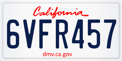 CA license plate 6VFR457