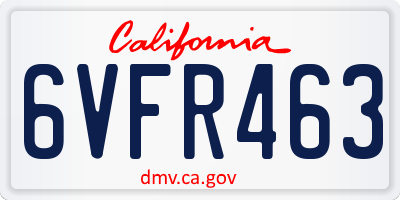 CA license plate 6VFR463