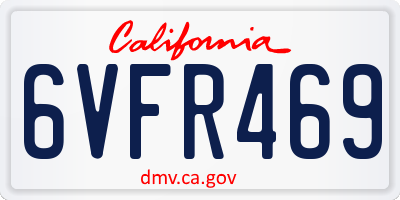 CA license plate 6VFR469