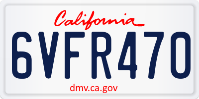 CA license plate 6VFR470