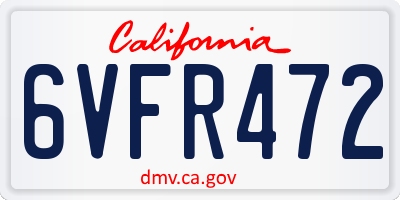 CA license plate 6VFR472