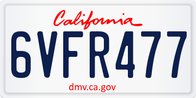 CA license plate 6VFR477