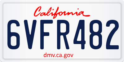 CA license plate 6VFR482