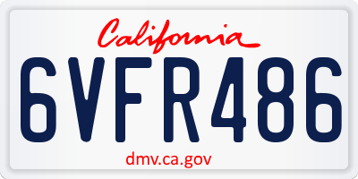 CA license plate 6VFR486