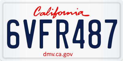 CA license plate 6VFR487