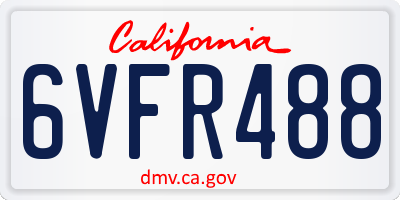 CA license plate 6VFR488