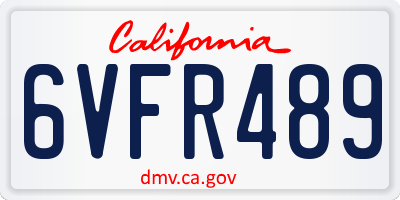 CA license plate 6VFR489