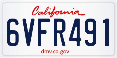 CA license plate 6VFR491